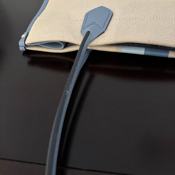 Michael Kors Heidi Large Ivory Light Blue Stripe Canvas Tote - Picture 9 of 13